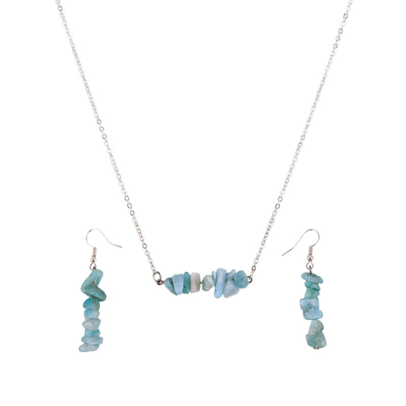 Amazonite Bar Necklace and Dangle Earrings Set