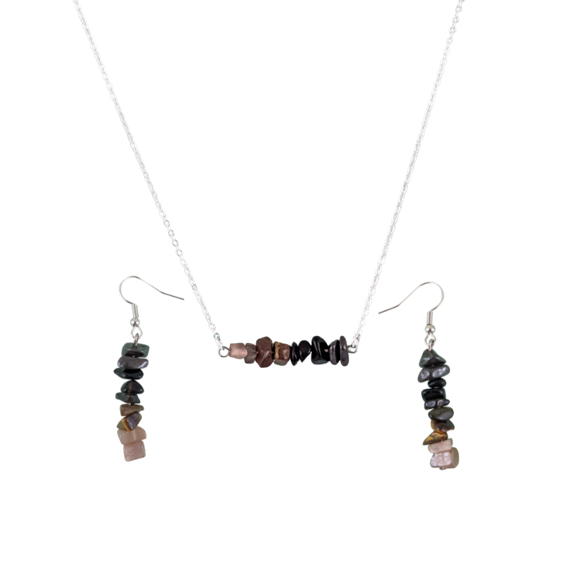 Good Vibes: Focus and Ambition Bar Necklace and Dangle Earrings Set