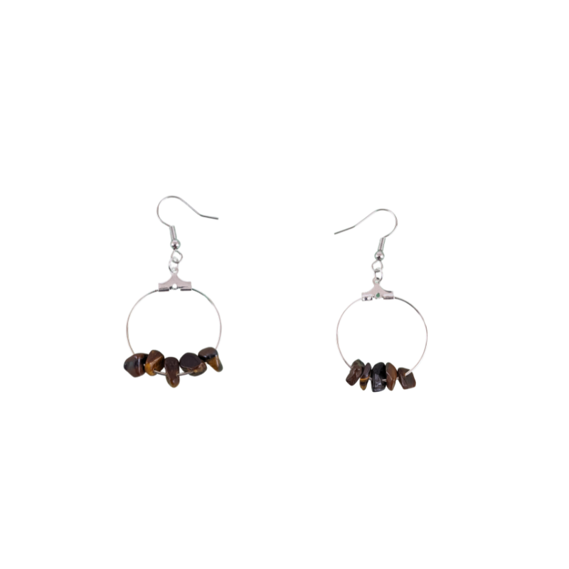 Tiger Eye Circle Hoop Earrings