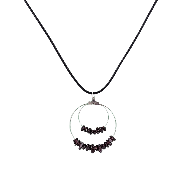 Garnet Double Circle Pendant Necklace
