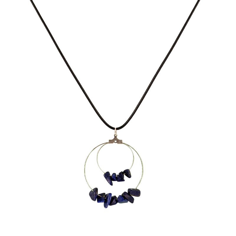 Lapis Lazuli Double Circle Pendant Necklace