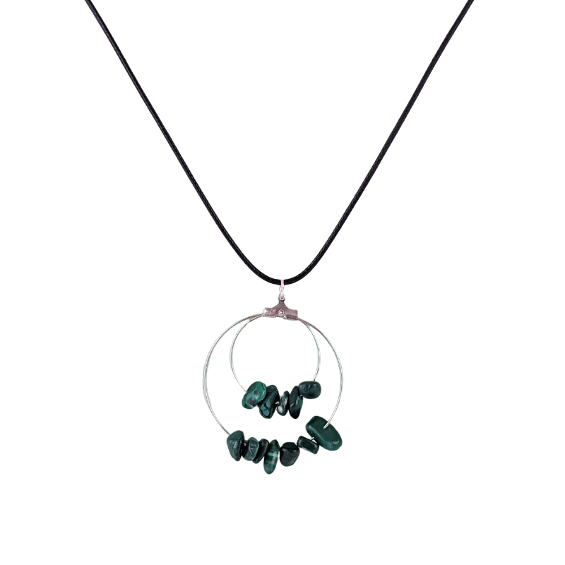 Malachite Double Circle Pendant Necklace