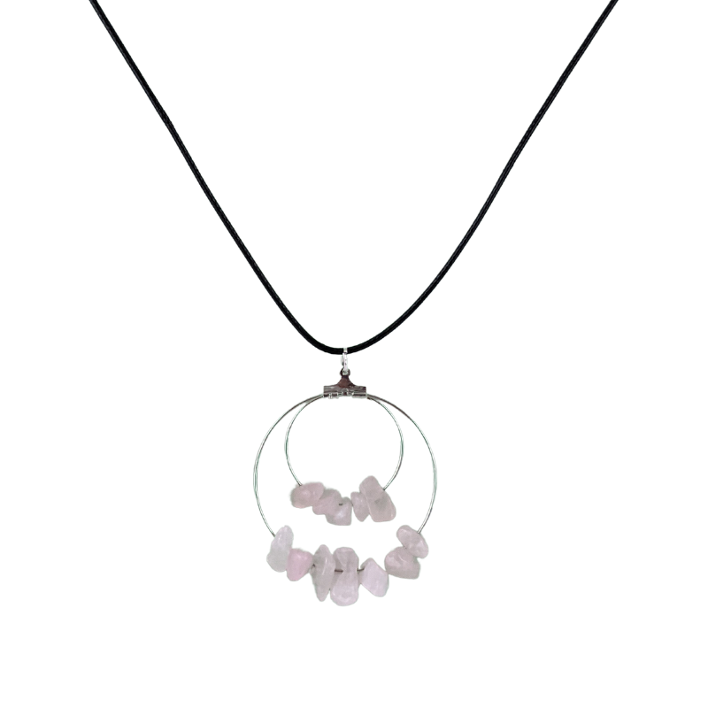 Rose Quartz Double Circle Pendant Necklace