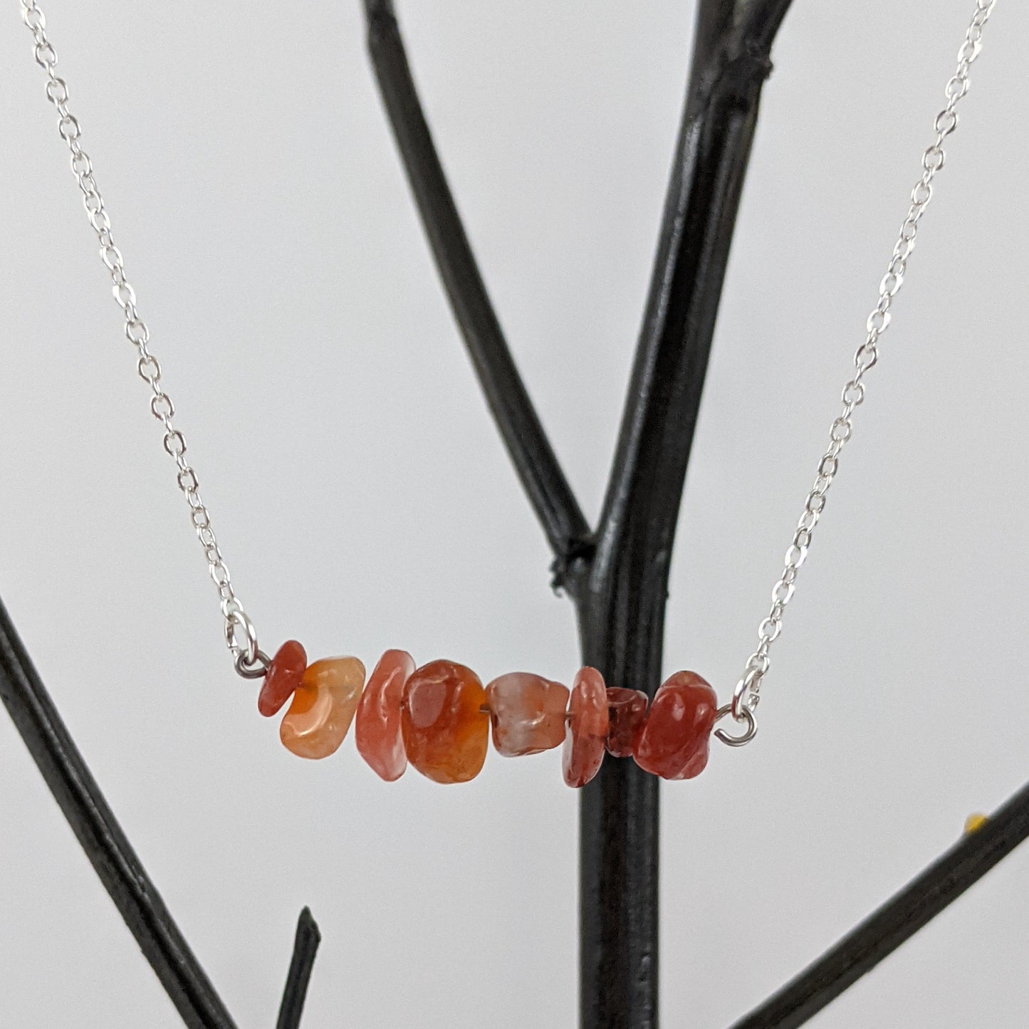 Red Carnelian Bar and Triangle Pendant Necklace Set
