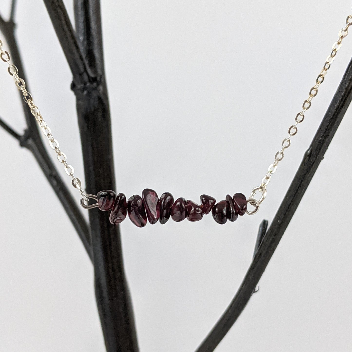Garnet Bar Necklace