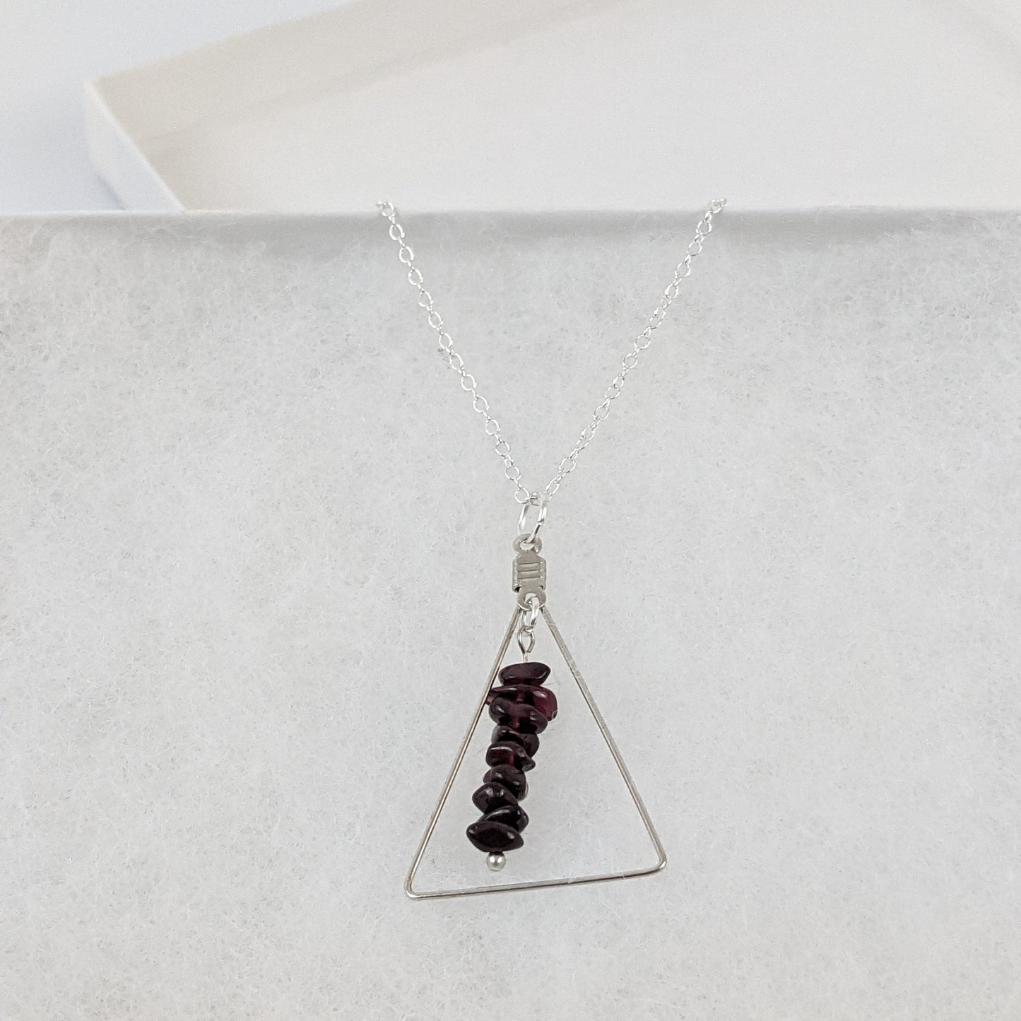 Garnet Triangle Pendant Necklace