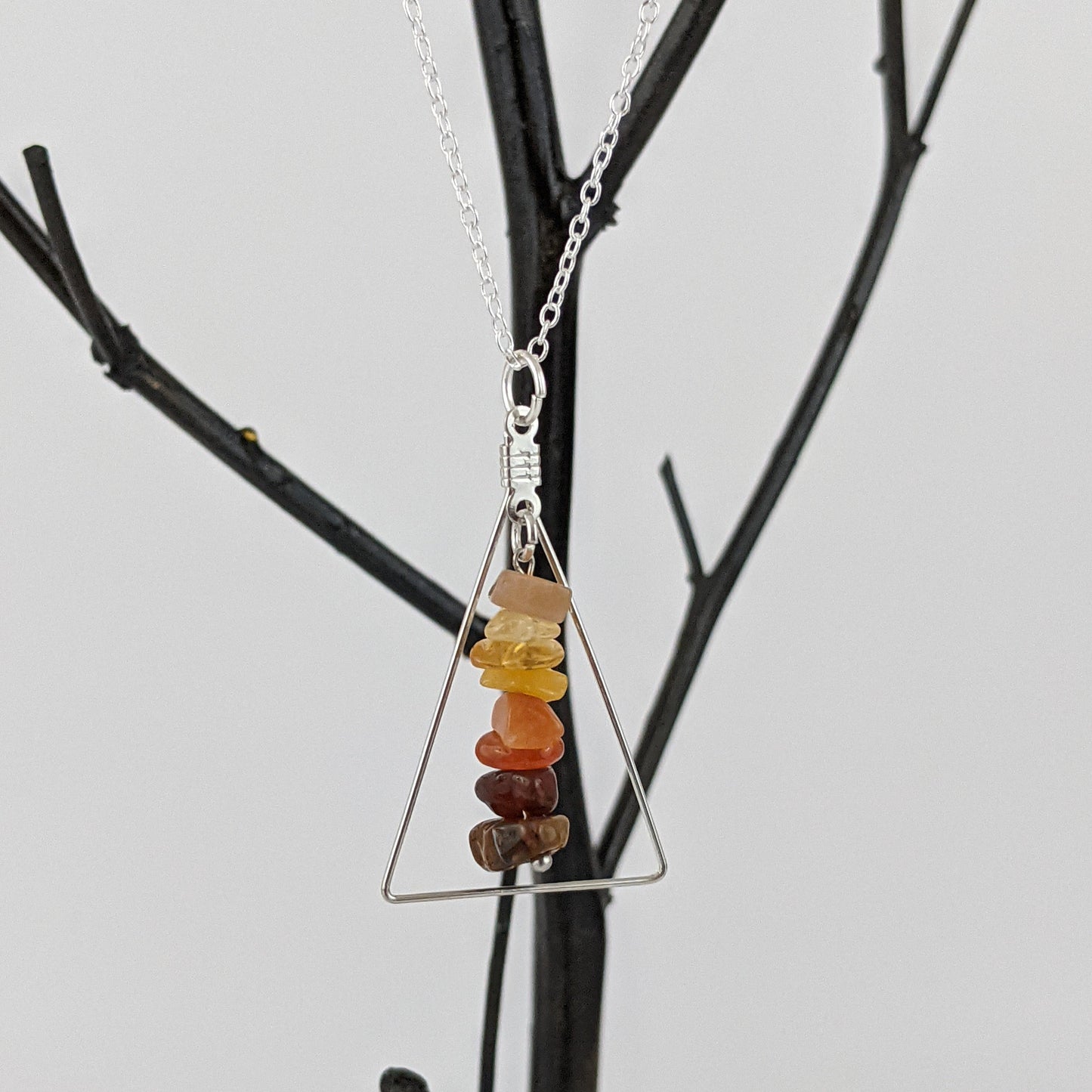 Good Vibes: Positivity and Courage Triangle Pendant and Dangle Earrings Set