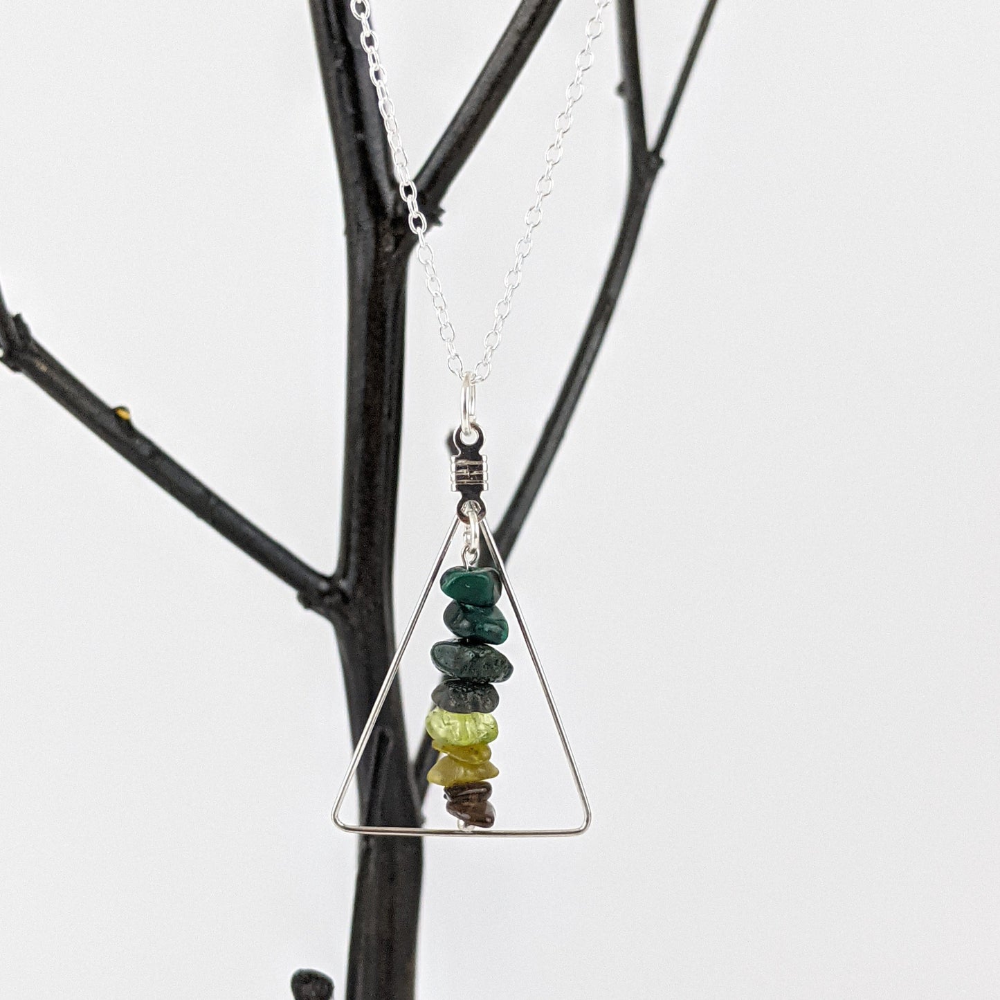 Good Vibes: Transformation and Manifestation Bar and Triangle Pendant Necklace Set