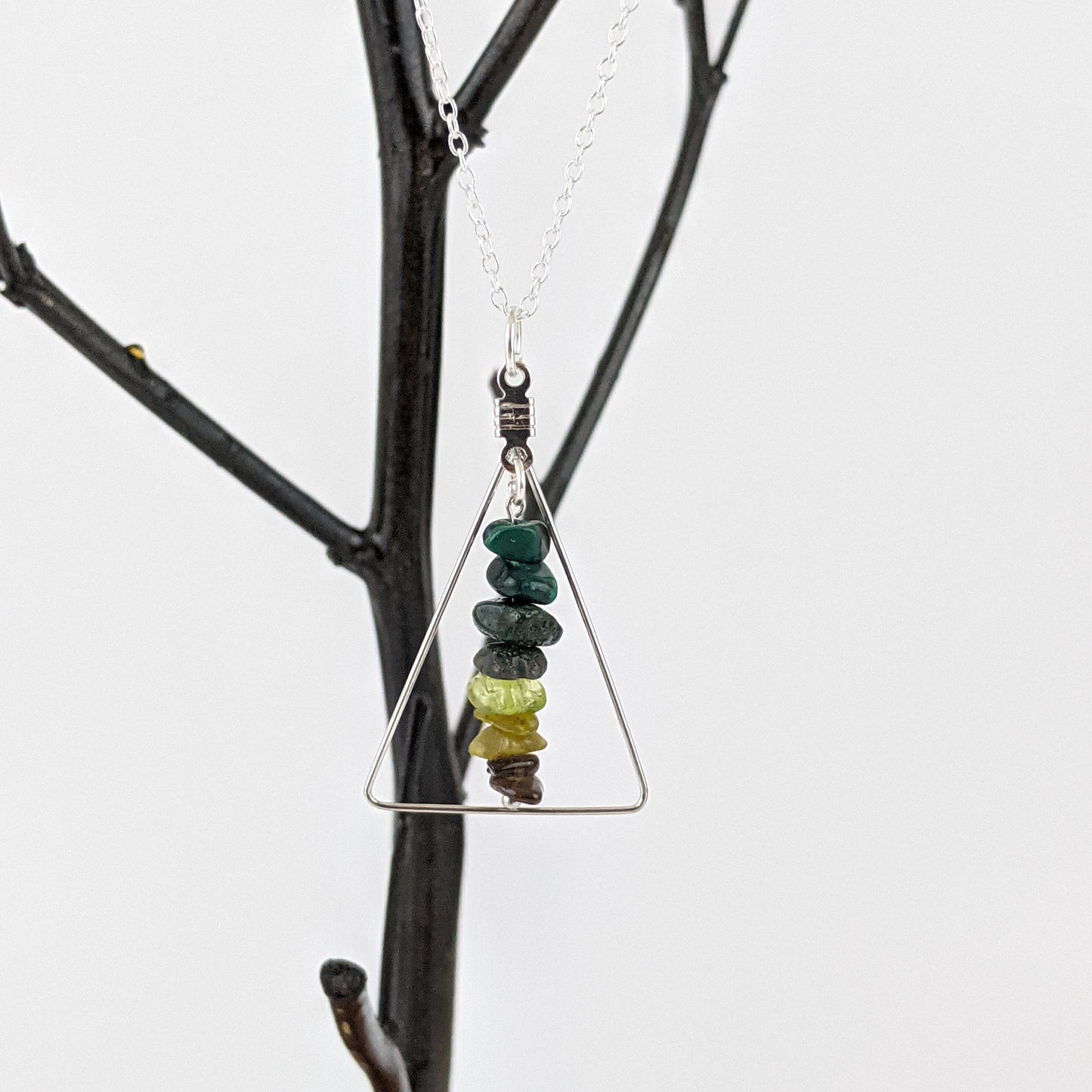Good Vibes: Transformation and Manifestation Triangle Pendant Necklace and Dangle Earrings Set