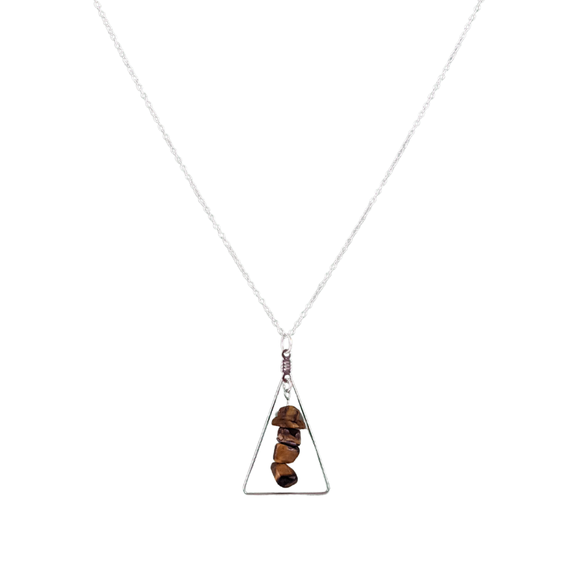 Tiger Eye Triangle Pendant Necklace