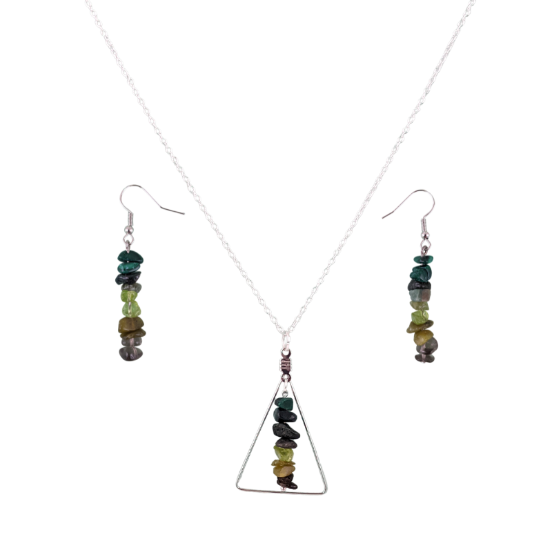 Scorpio Triangle Pendant Necklace and Dangle Earrings Set