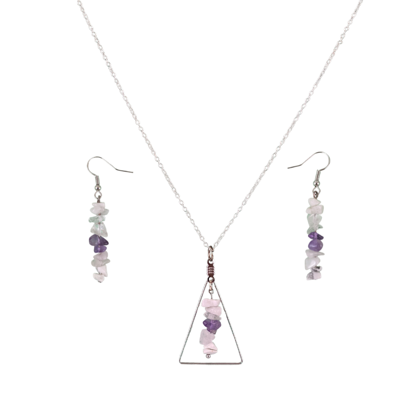 Aries Triangle Pendant and Dangle Earrings Set