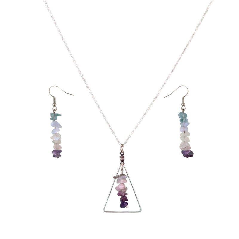 Capricorn Triangle Pendant and Earring Set