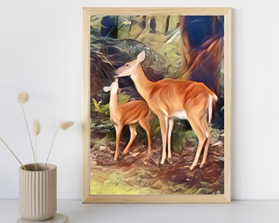 Kissing Deer Art Print