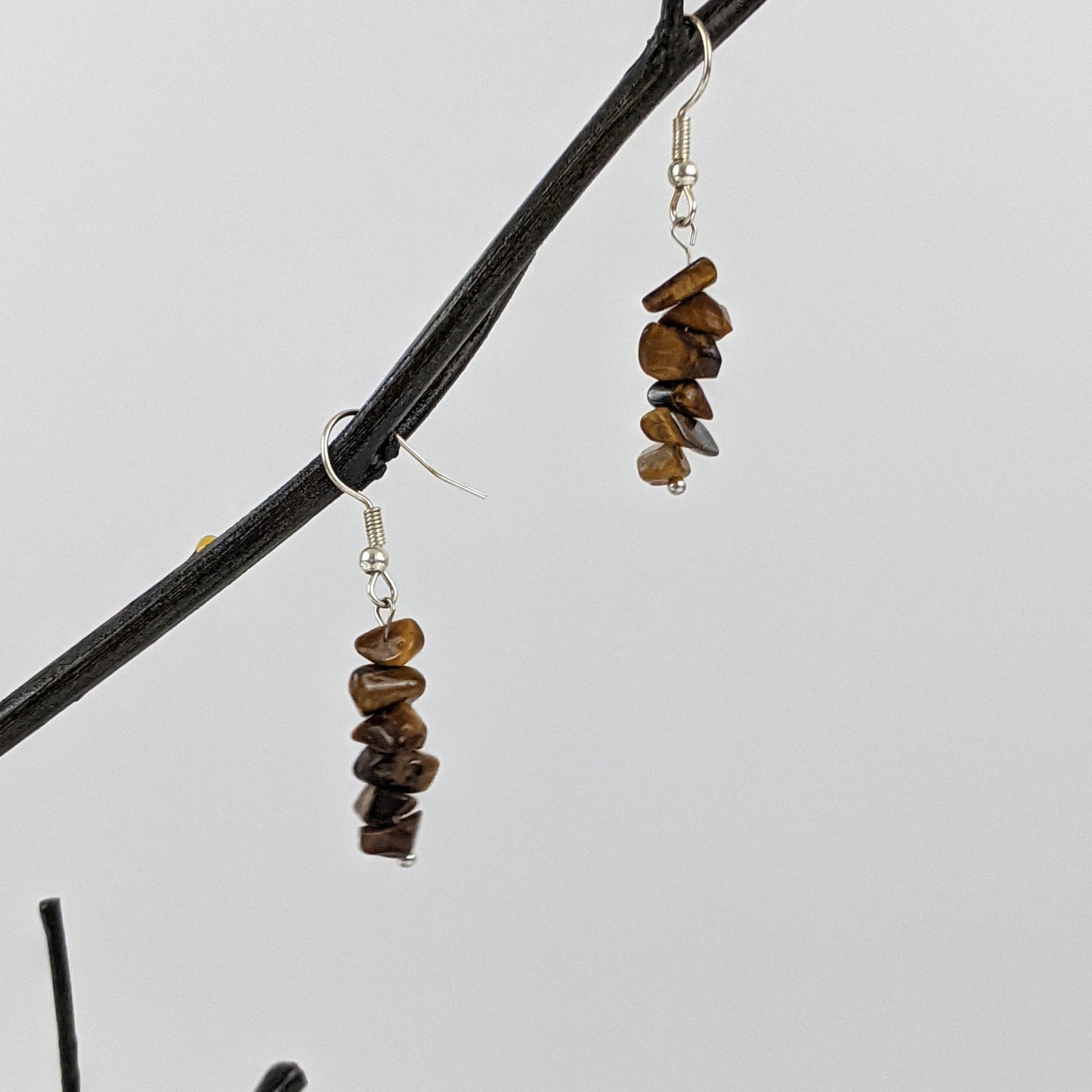 Tiger Eye Triangle Pendant and Dangle Earrings Set