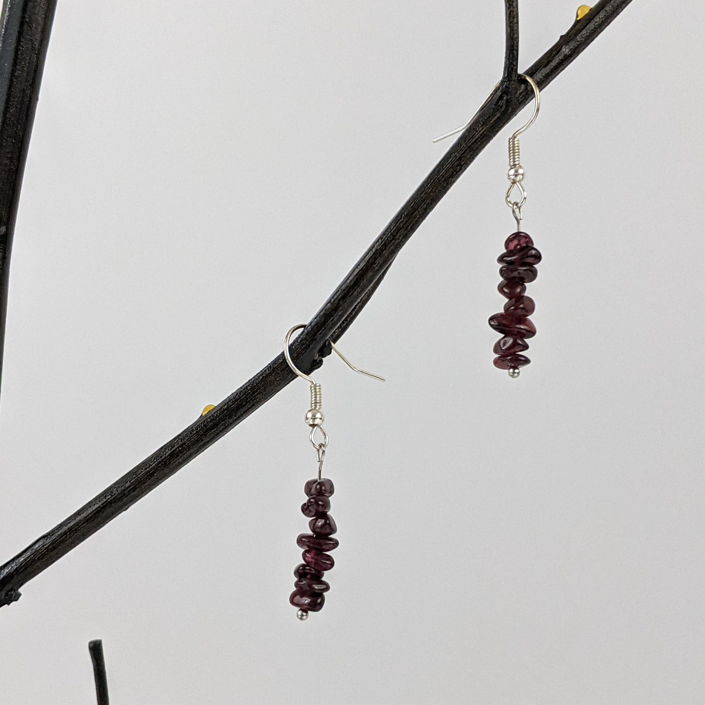 Garnet Triangle Pendant and Dangle Earrings Set