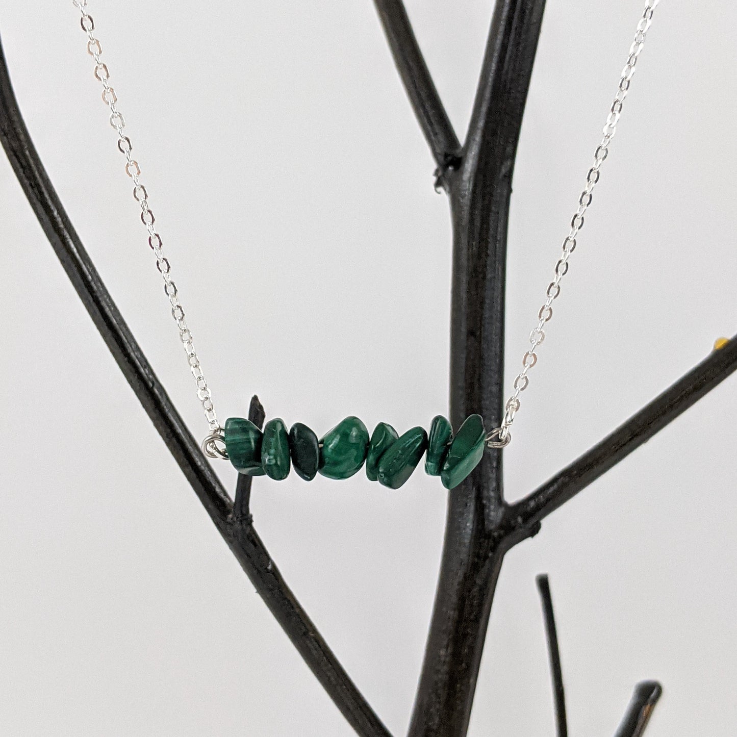 Malachite Bar and Triangle Pendant Necklace Set