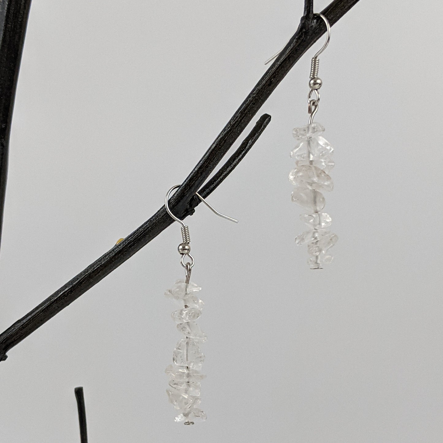 Crystal Quartz Bar Necklace and Dangle Earrings Set