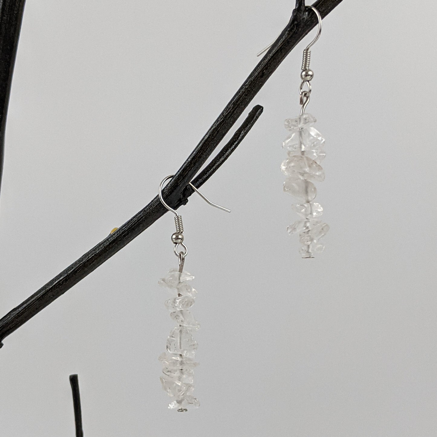 Crystal Quartz Triangle Pendant and Dangle Earrings Set