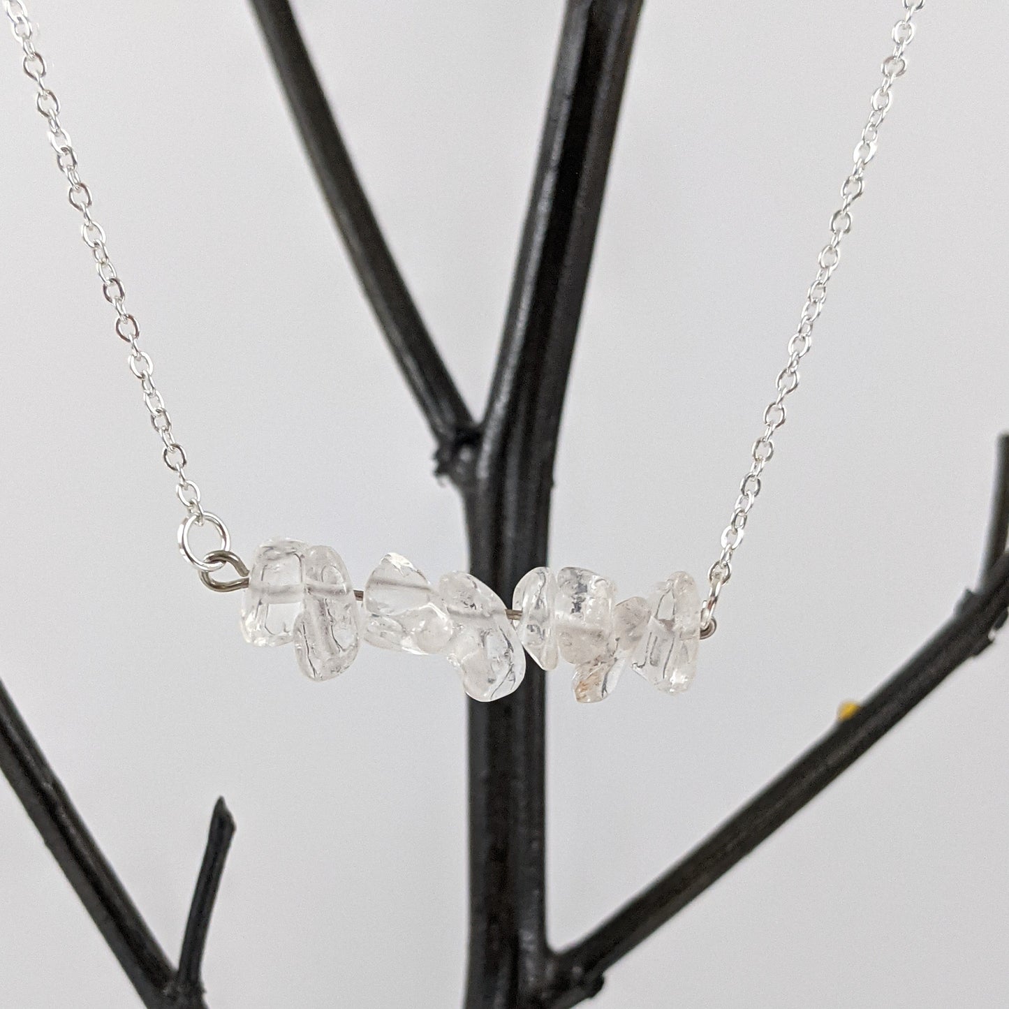 Crystal Quartz Bar Necklace and Dangle Earrings Set