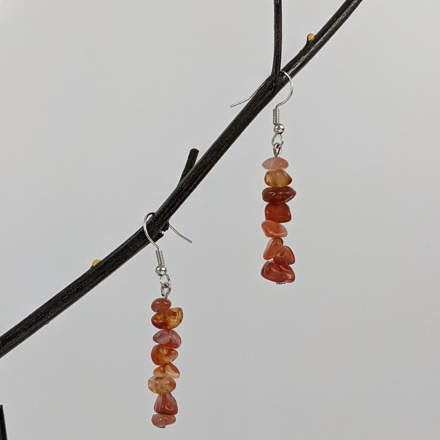 Red Carnelian Bar Necklace and Dangle Earrings Set
