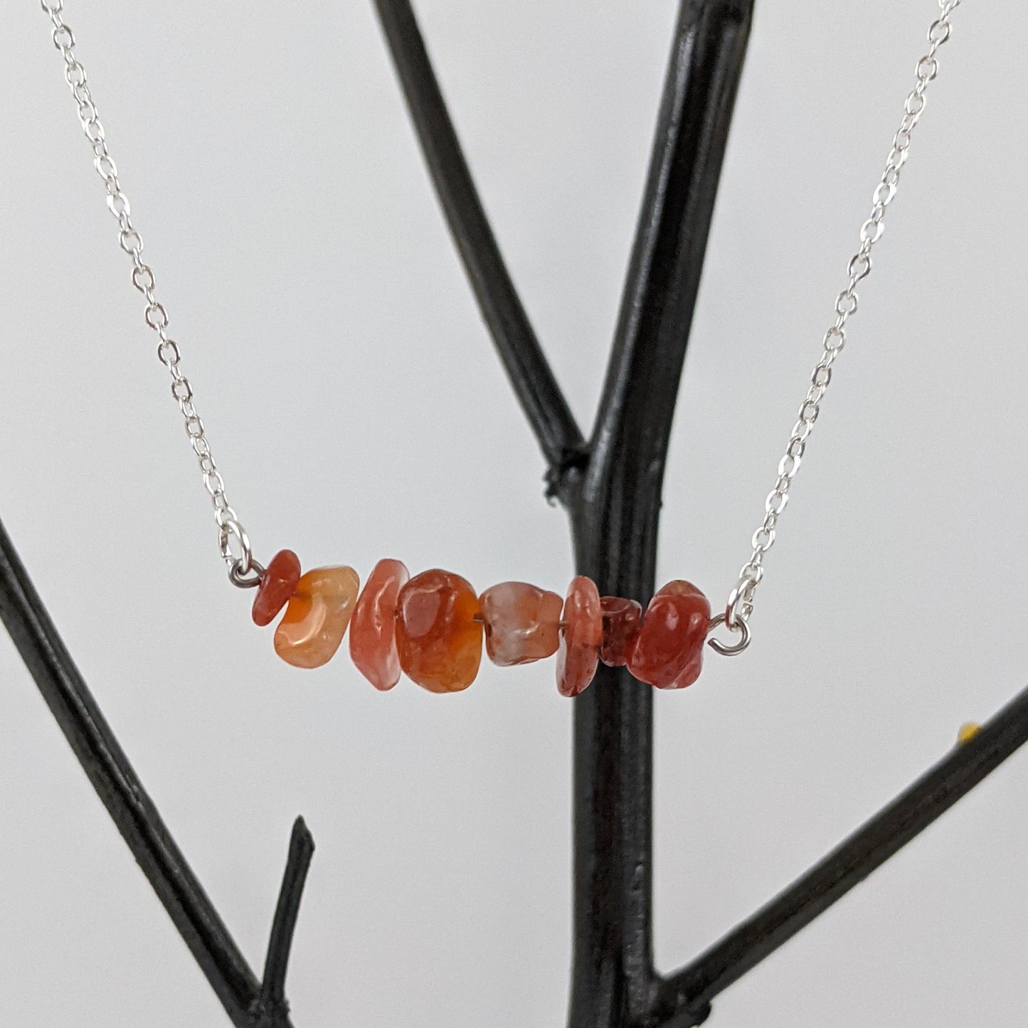 Red Carnelian Bar Necklace and Dangle Earrings Set