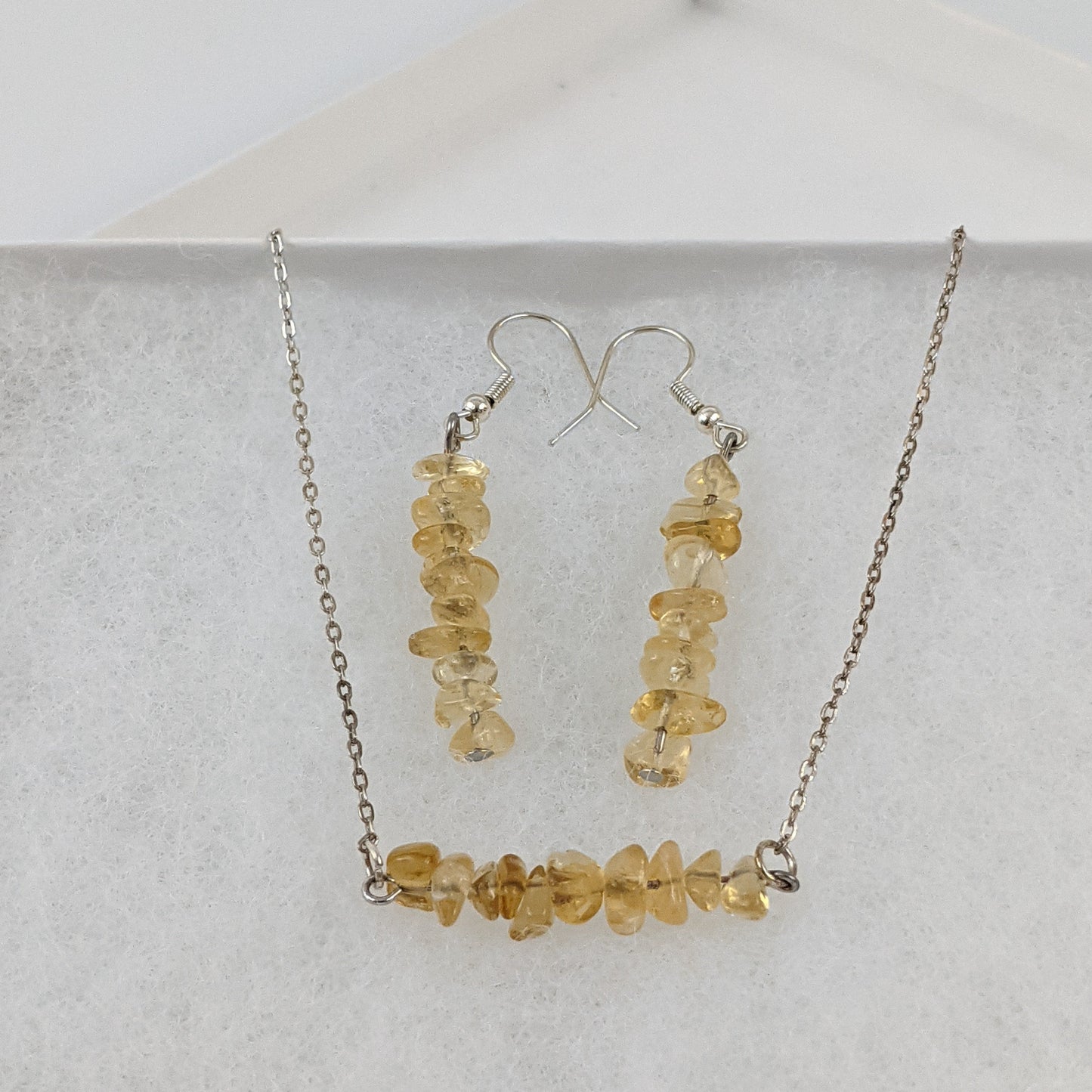 Citrine Bar Necklace and Dangle Earrings Set