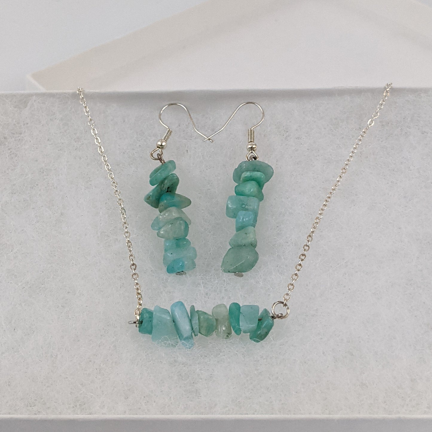 Amazonite Bar Necklace and Dangle Earrings Set