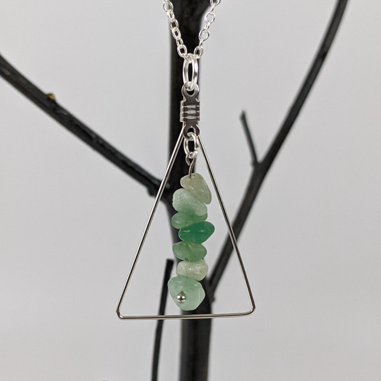 Aventurine Triangle Pendant Necklace