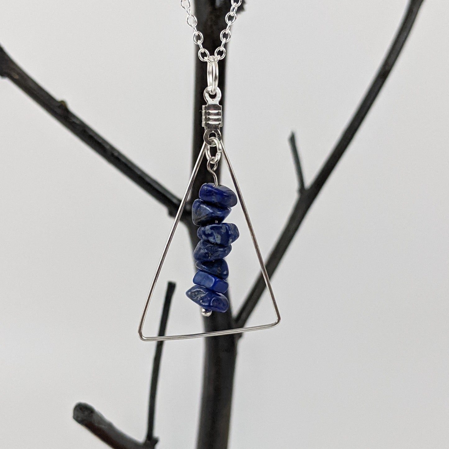 Lapis Lazuli Bar and Triangle Pendant Necklace Set