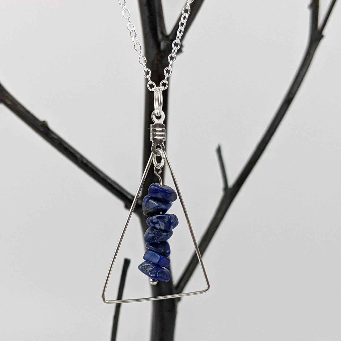 Lapis Lazuli Triangle Pendant Necklace