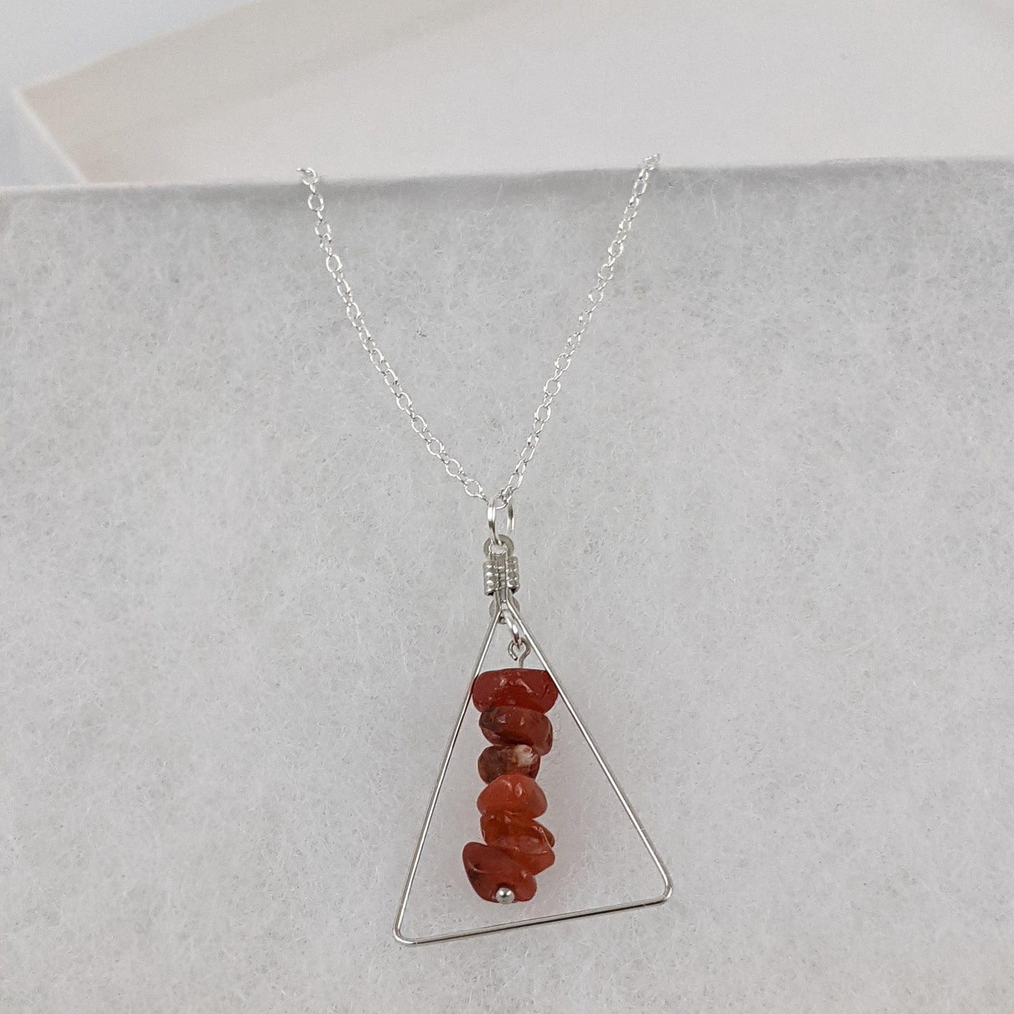 Red Carnelian Triangle Pendant Necklace