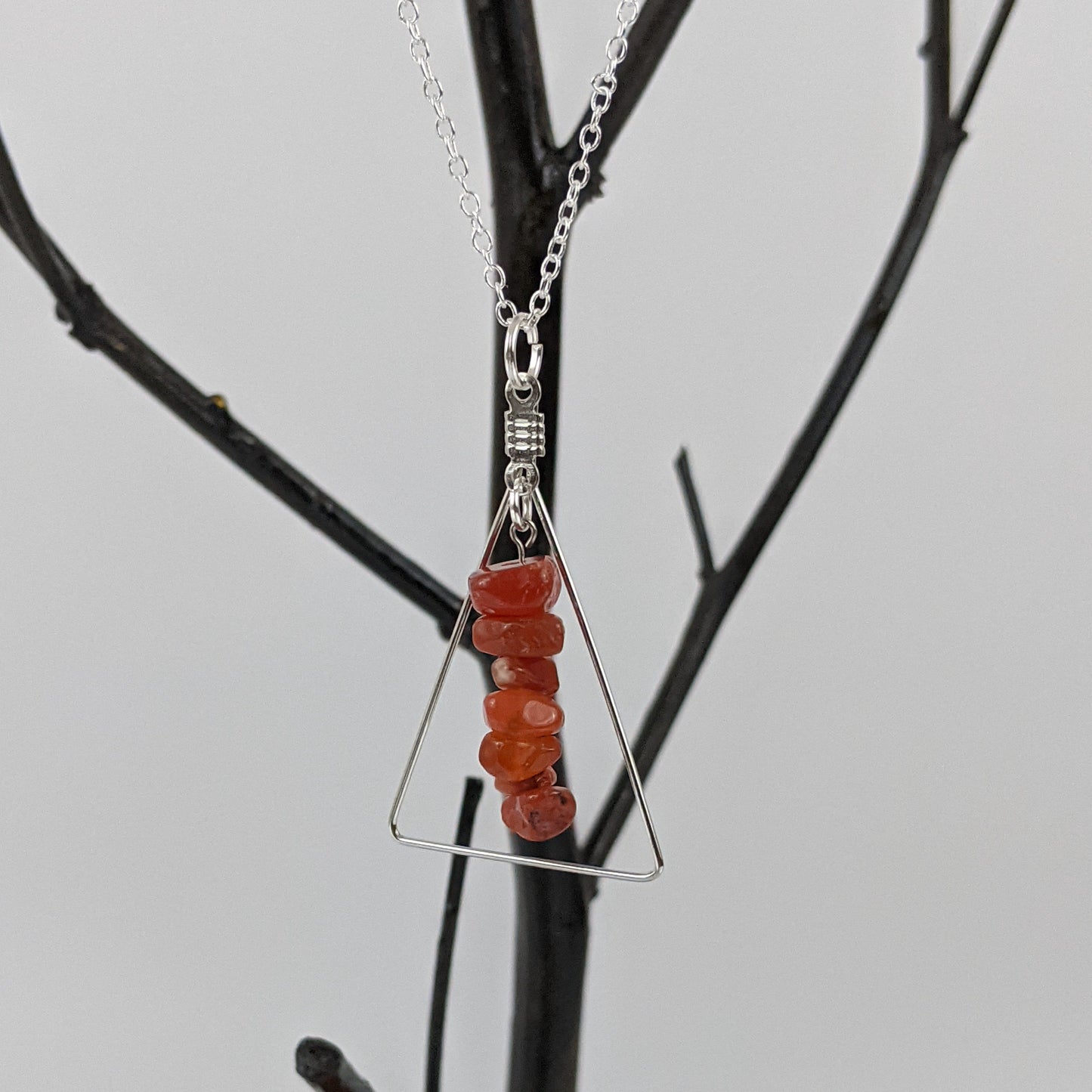 Red Carnelian Bar and Triangle Pendant Necklace Set