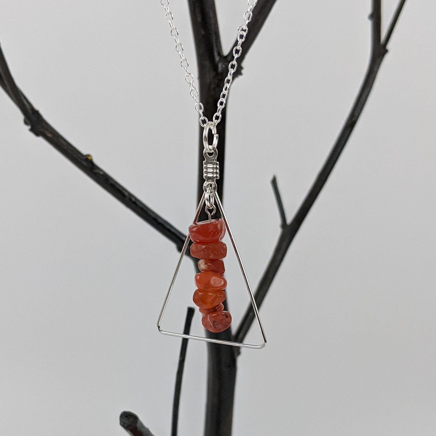 Red Carnelian Triangle Pendant Necklace