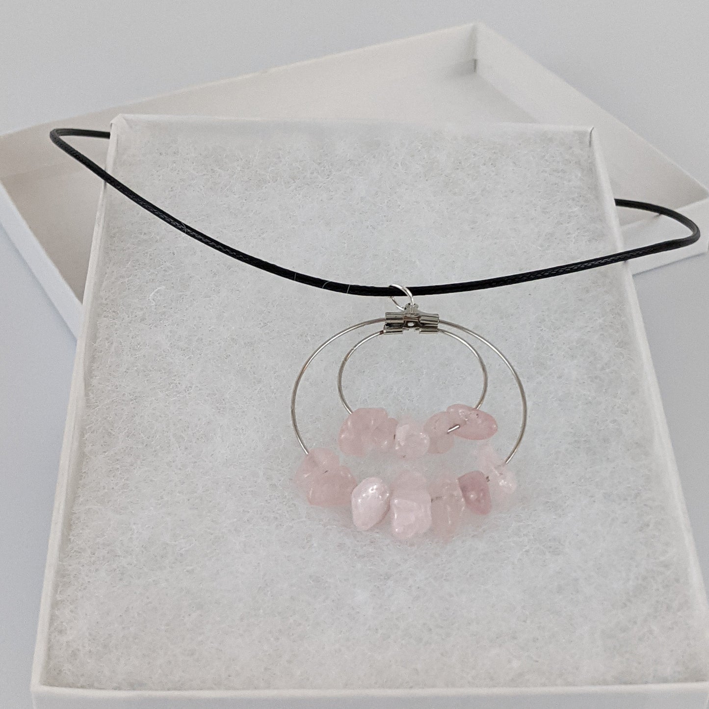 Rose Quartz Double Circle Pendant Necklace