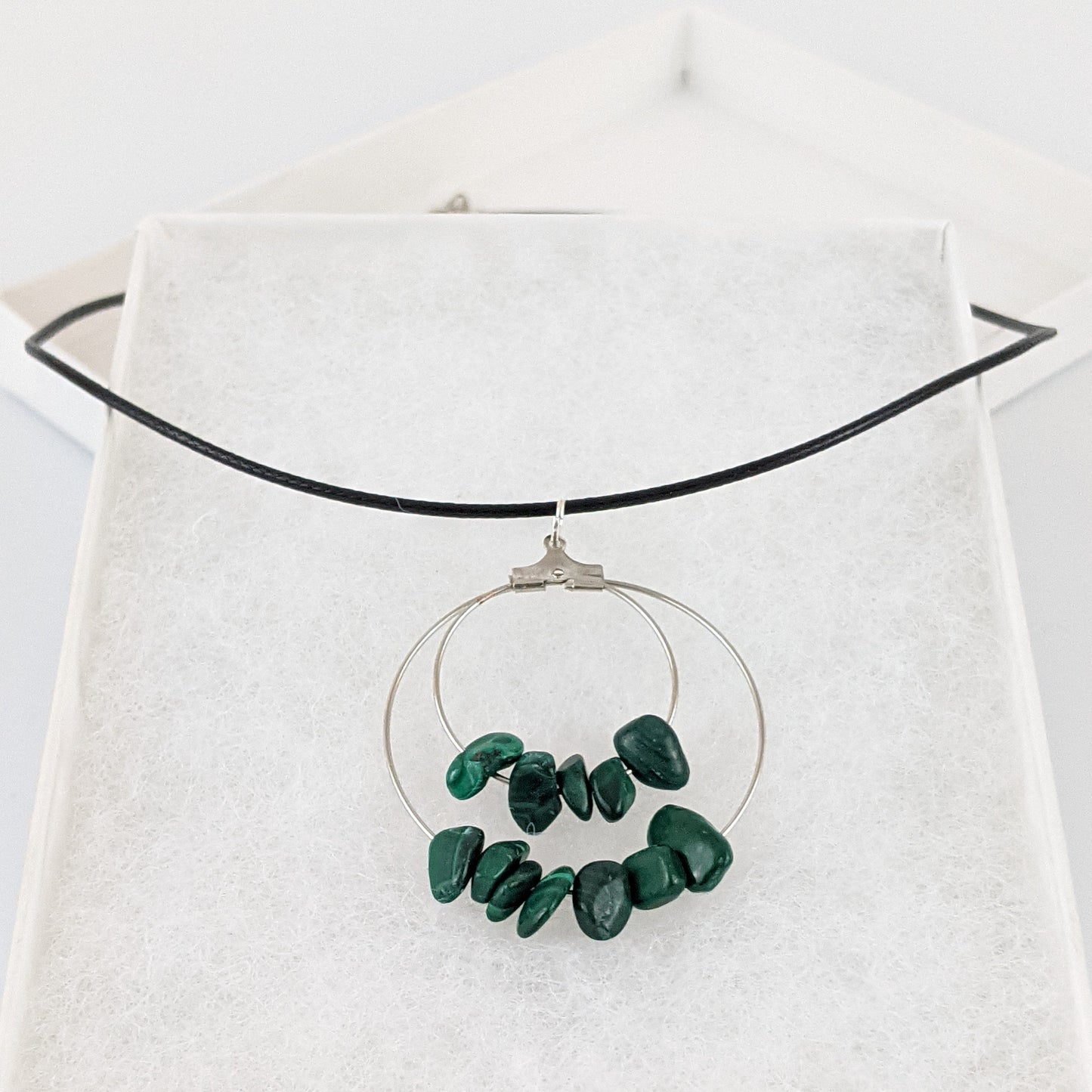 Malachite Double Circle Pendant Necklace