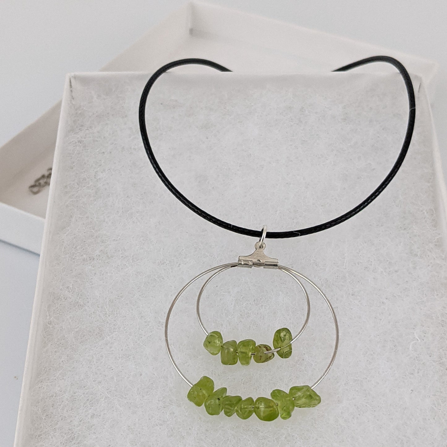 Peridot Double Circle Pendant Necklace