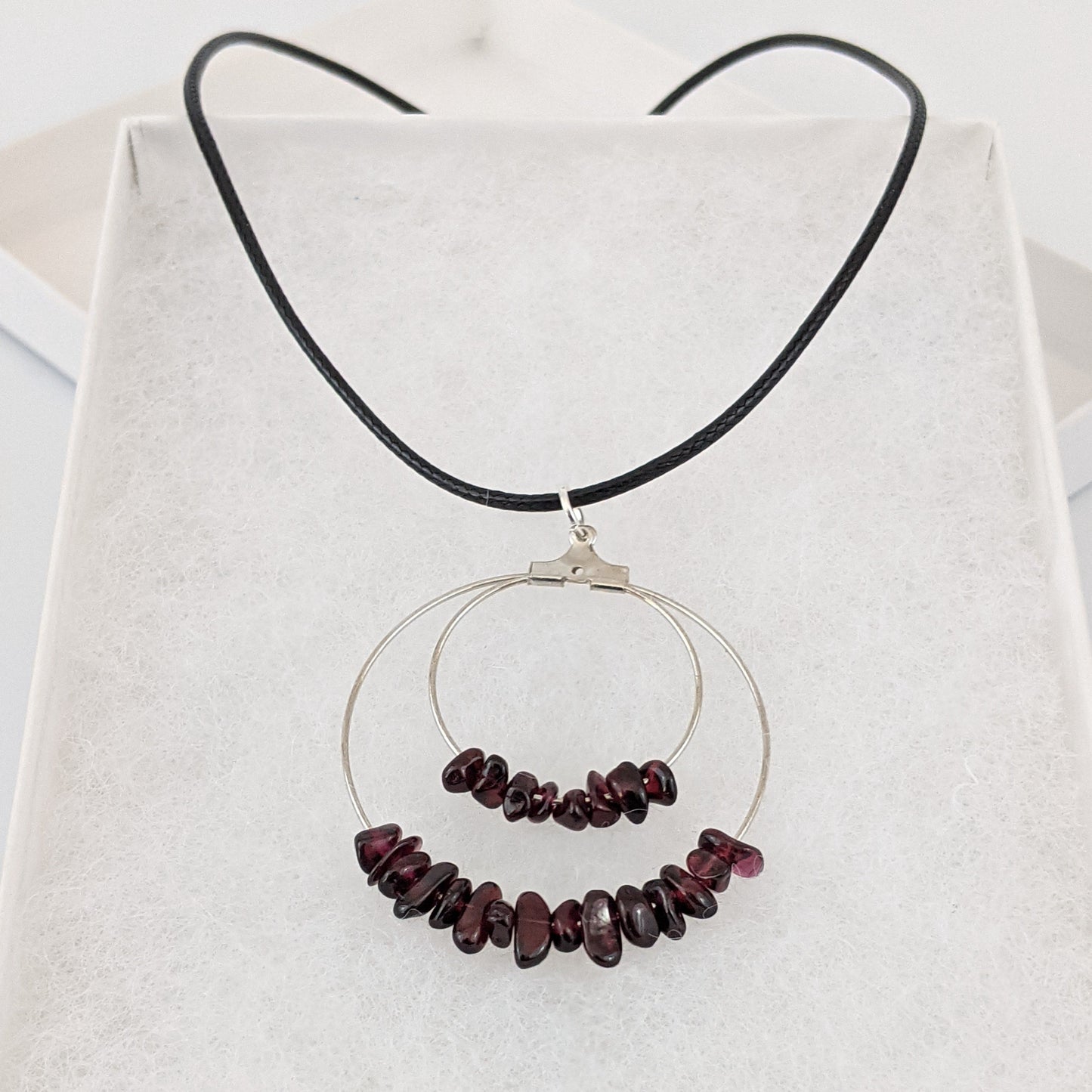 Garnet Double Circle Pendant Necklace