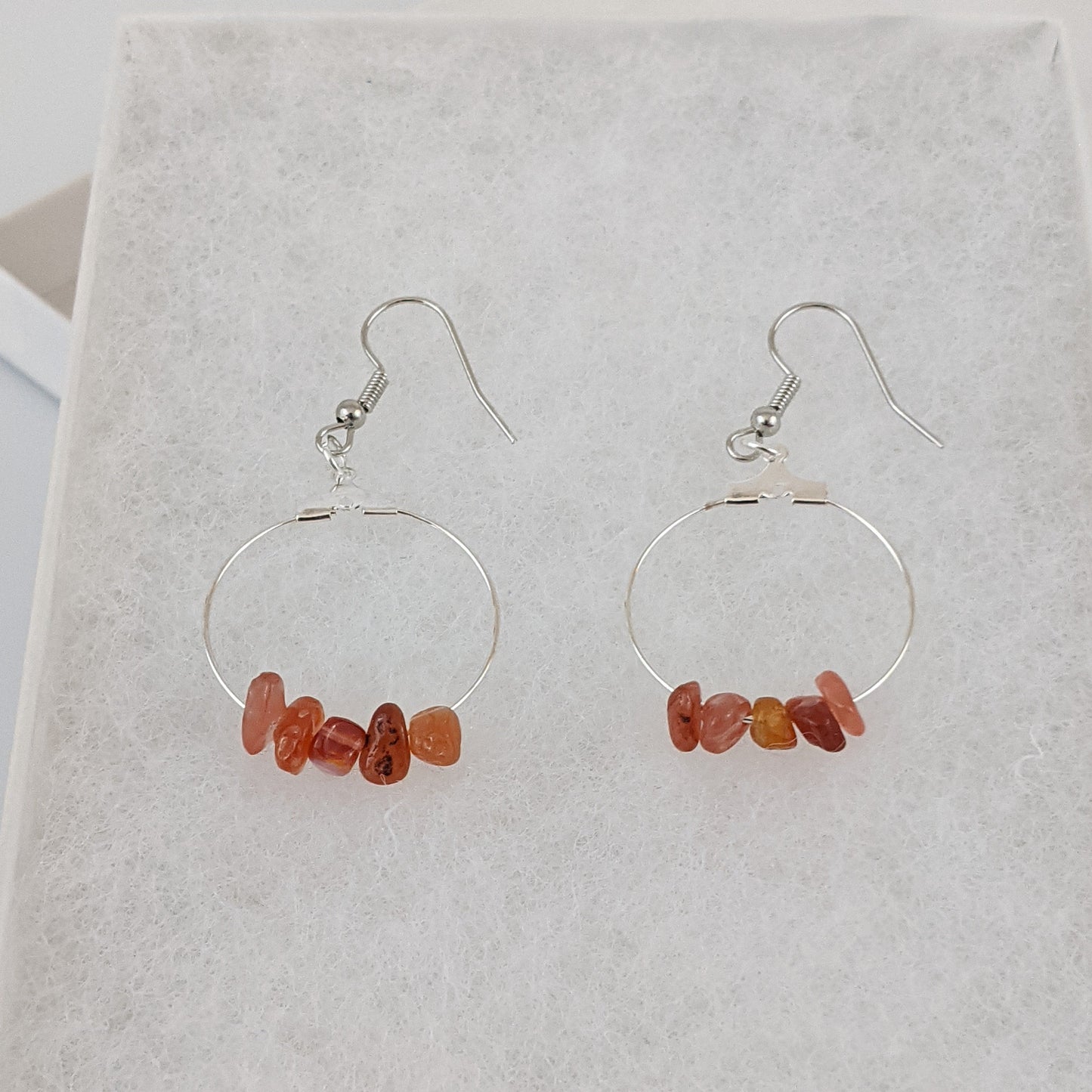 Red Carnelian Circle Hoop Earrings