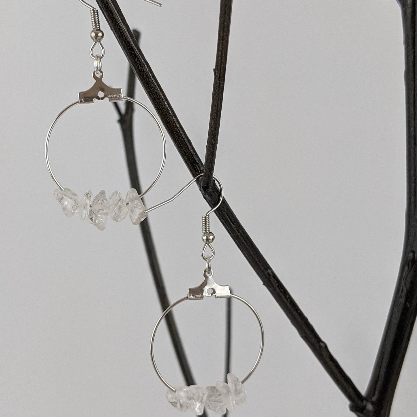 Crystal Quartz Circle Hoop Earrings