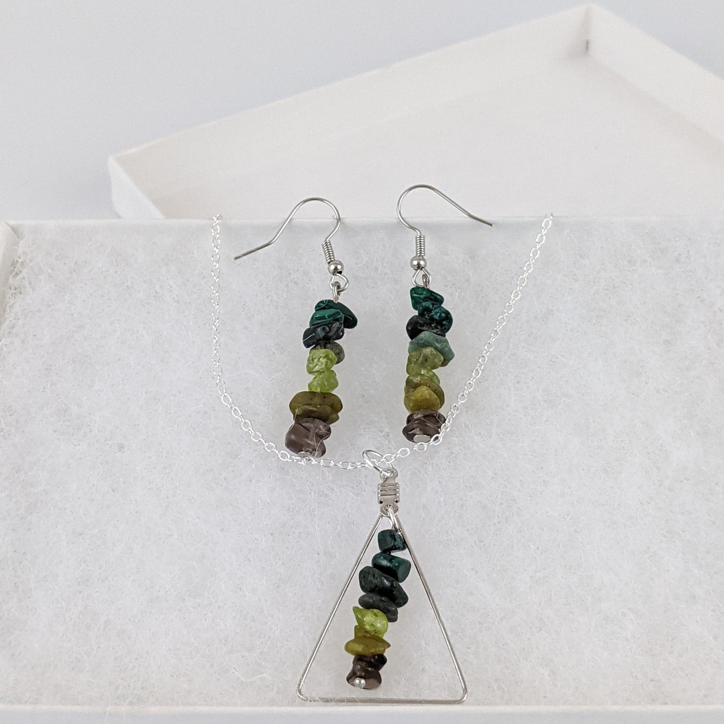 Scorpio Triangle Pendant Necklace and Dangle Earrings Set