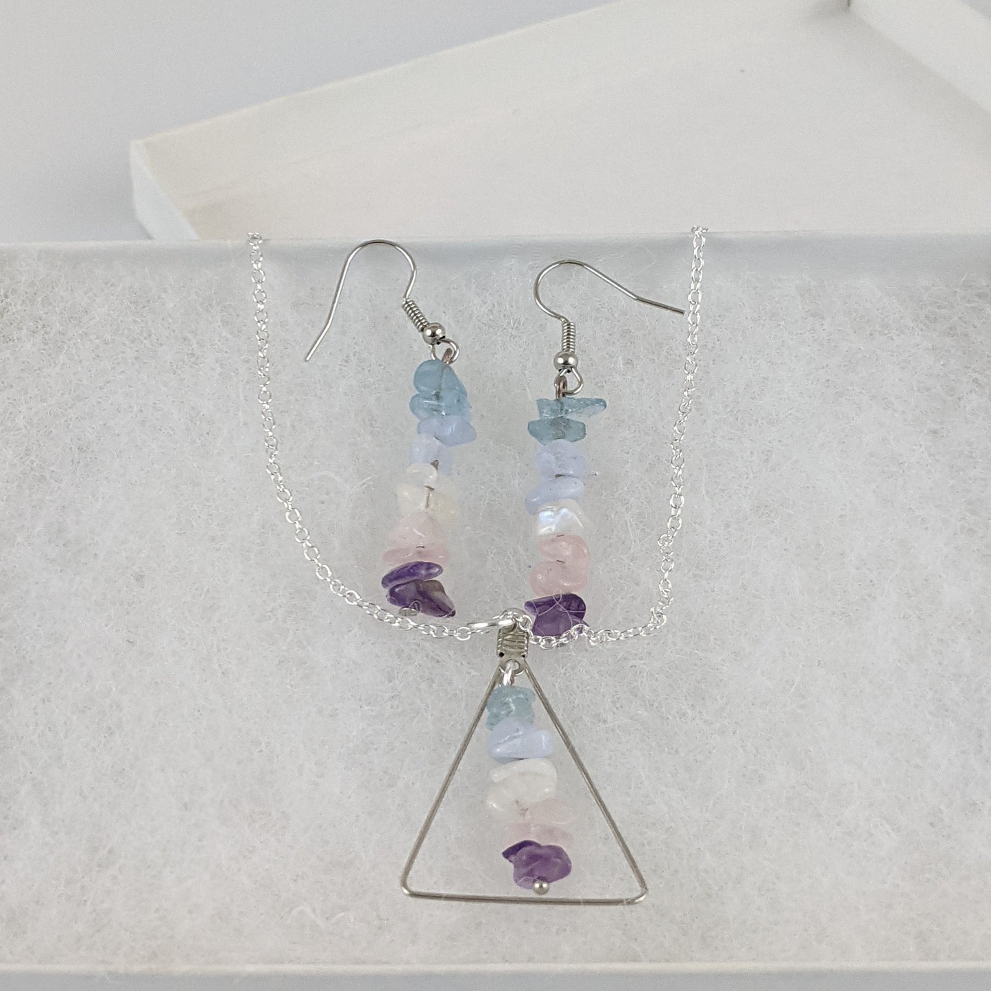 Pisces Triangle Pendant and Dangle Earrings Set