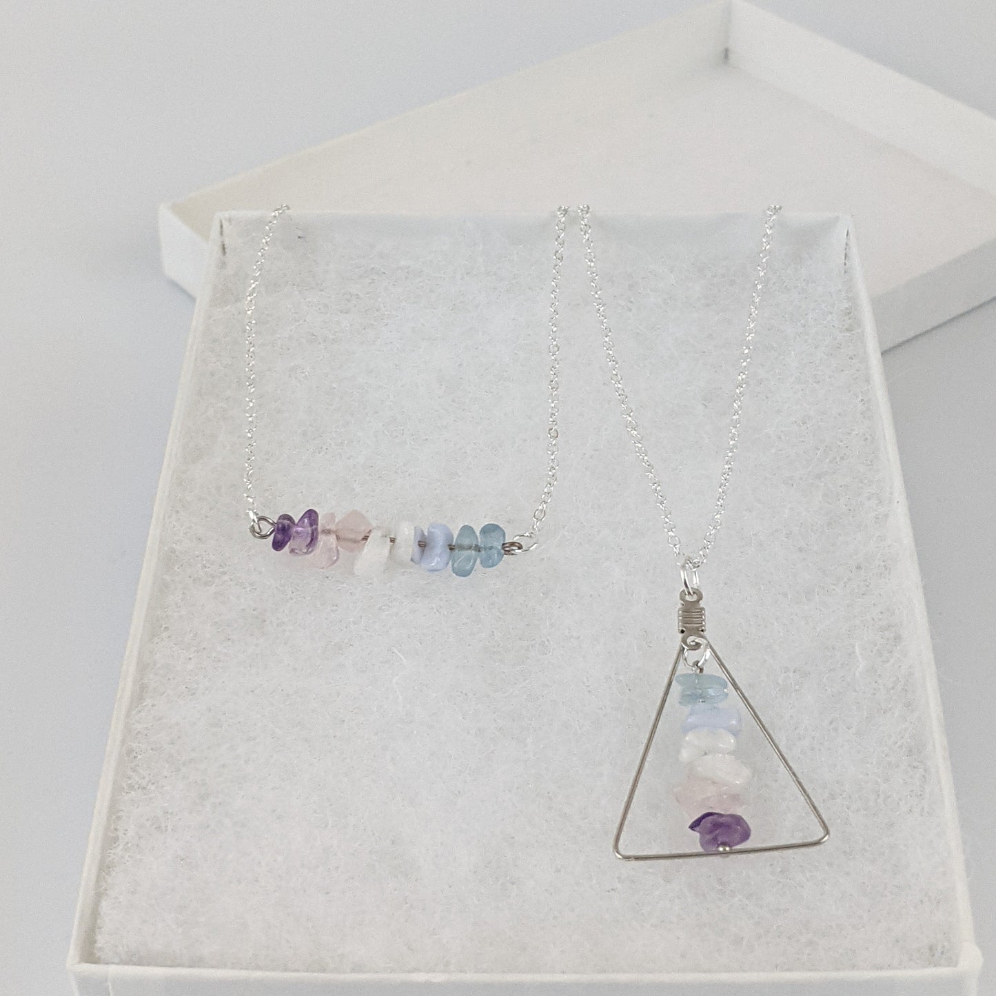 Pisces Bar and Triangle Pendant Necklace Set