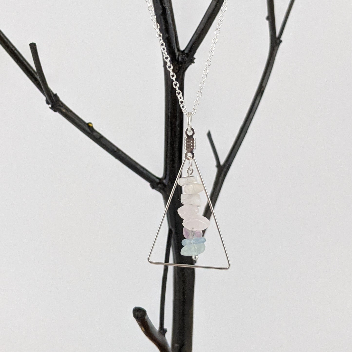 Cancer Triangle Pendant and Dangle Earring Set