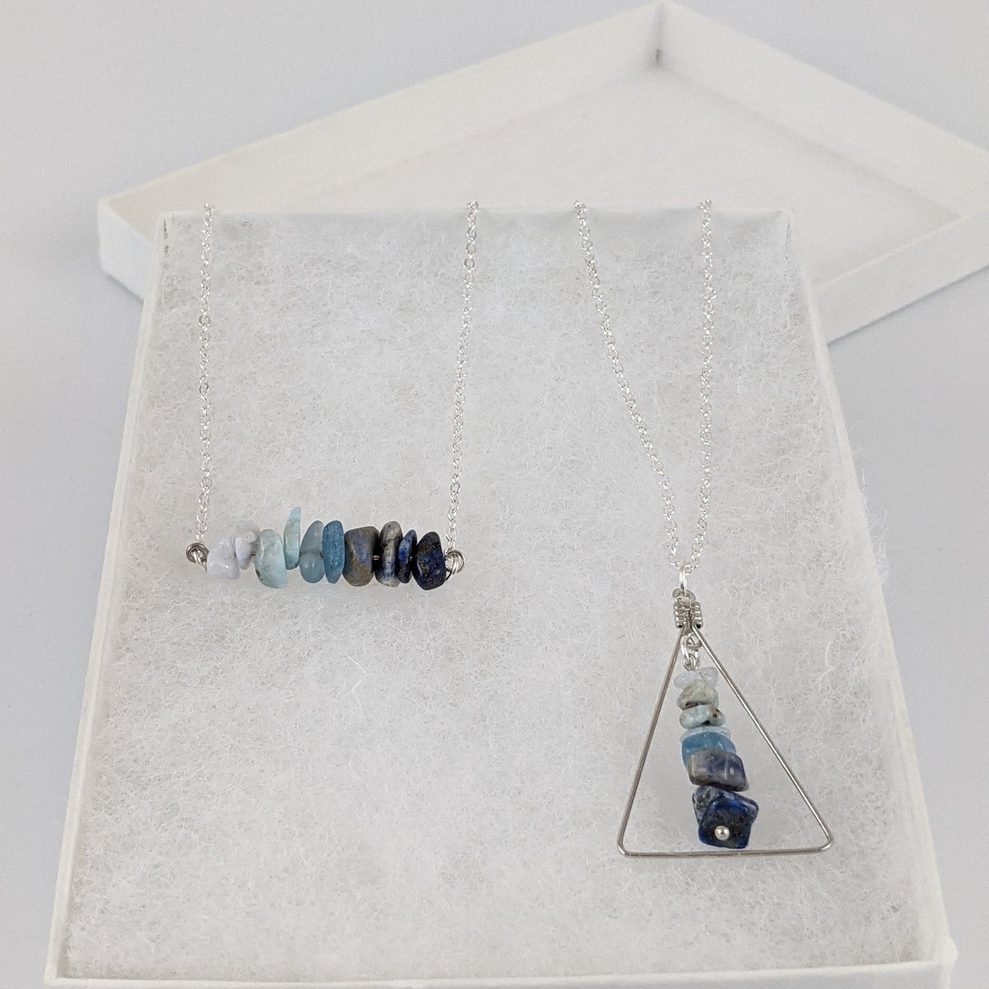 Libra Bar and Triangle Pendant Necklace Set