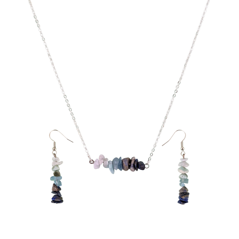 Good Vibes: Harmony and Gratitude Bar Necklace and Dangle Earrings Set