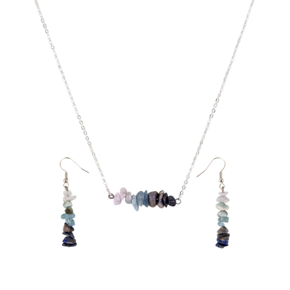 Good Vibes: Harmony and Gratitude Bar Necklace and Dangle Earrings Set