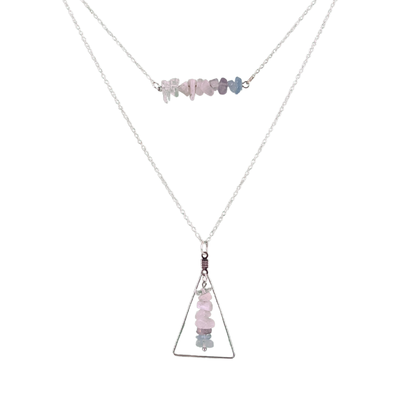 Good Vibes: Love and Healing Bar and Triangle Pendant Necklace Set