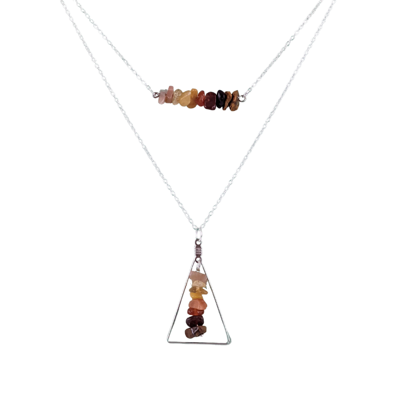 Good Vibes: Positivity and Courage Bar and Triangle Pendant Necklace Set