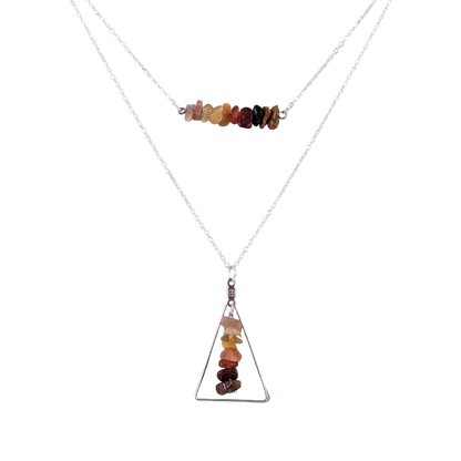 Good Vibes: Positivity and Courage Bar and Triangle Pendant Necklace Set